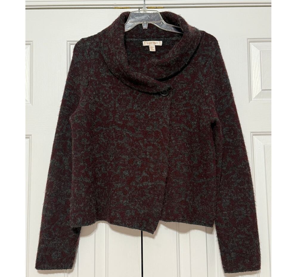 Ellen Tracy Shawl Collar Wool-Blend Sweater, Size XL
